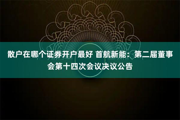 散户在哪个证券开户最好 首航新能：第二届董事会第十四次会议决议公告