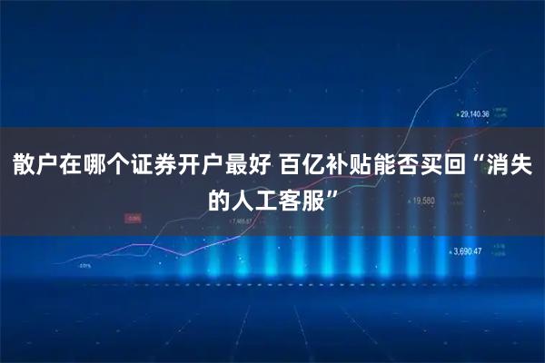 散户在哪个证券开户最好 百亿补贴能否买回“消失的人工客服”